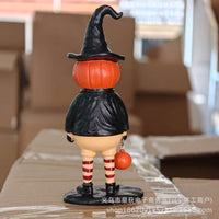 Pumpkin Witch Lantern Figurine | Glowing Pumpkin Wand Retro Ghost Ornament