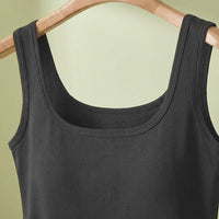 Women's Tank Tops for Gym and Loungewear, Square Neck Plus Size Knitted in Breathable Fabric, Slimming Sleeveless Vest