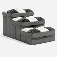 Dog Steps for Bed and Sofa with Foldable Design for Small Pets, Textile Pet Stairs with Built-In Storage Compartment, Reinforced Base for Stability