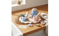 Role Playing Pretend Afternoon Tea Set Polished Edges Kids Afternoon Tea Toy Water-Based Paint Kids Wooden Food Toy for Preschoolers