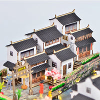 DIY Chinese Style Wooden House Model Kit, Huizhou Architecture Street Scene