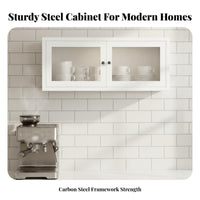 particle-resistantresistant Fluted Glass Door Cabinet Modern Design shelving unit Adjustable Shelves storage unit Lockable for Book Lovers, Collectors, Decor fans, Study Room, Home Office, Bedroom