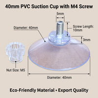 PVC Suction Cup Hook with Screw and Nut, Waterproof Suction Cup Hooks for Shower Wall Hanging, DIY for Glass Doors, 55mm Diameter 17g Weight
