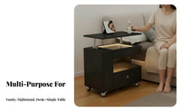 2-in-1 Design C-Shaped Overbed Desk Mobile with casters Bedside Table two-levelTier Storage Bedroom Furniture Easy to Assemble for Students, Home Workers, Homeowners, Small Spaces, Dorm Room