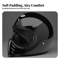 Retro Full Face Helmet Fiberglass Shell Japanese Design Helmet Four-Season Secure Headwear for Riders, Street Riding, Daily Commute