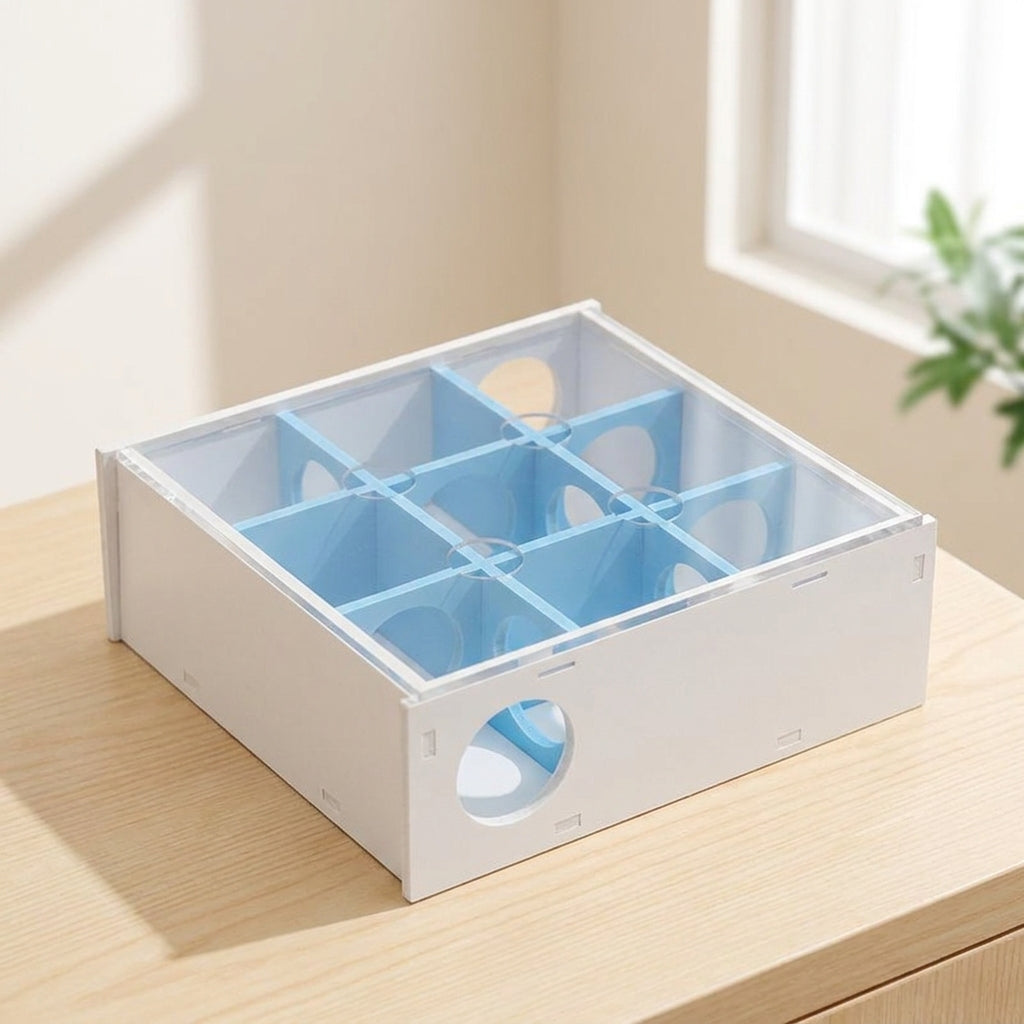 Hamster House and Hamster Multi Chamber Hide, Hamster Maze with Acrylic Top, Wood Composite 21x20x7.5cm Habitat for Dwarf Hamsters and Rodents
