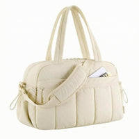 Quilted Travel Duffle Detachable Shoulder Strap Padded Travel Bag Quilted Gym Bag Lightweight Carry-on Duffle Side Pockets