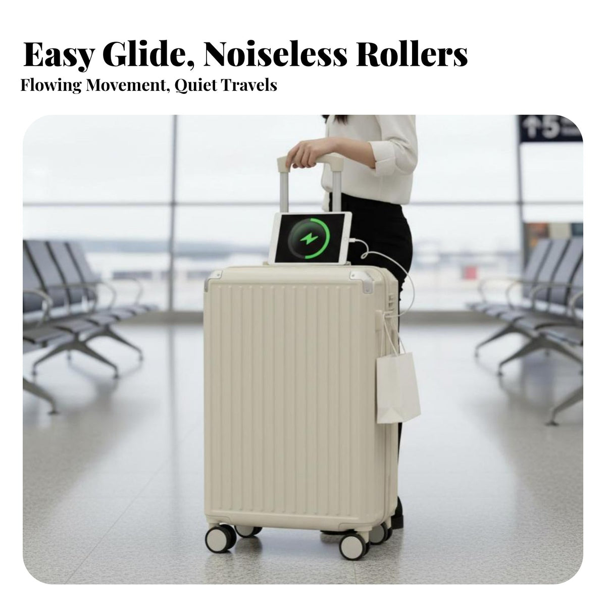 Multi-Functional Trolley Case Large Capacity 20 Inch Traveling Suitcase Built-in Combination Lock Rigid-Sided Suitcase for Women, Students, Vacation