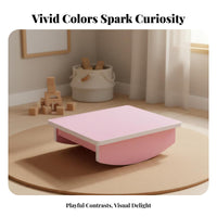 Multi-Functional Kids Balance Board Unstructured-Ended Play Sensory Training Board Sturdy Construction Wooden Seesaw Stool Bright Colors for Toddlers, Kindergarten, Playroom