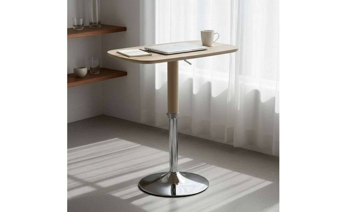 Height Adjustable Side Table Modern Simple Style Lift Top Bedside Stable Base Table Metal Base Small Computer Desk for Living Room, Study Area