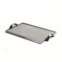 Leather Tray with Metal Frame Decorative Rectangular Tray with Handles Contemporary for Tabletop