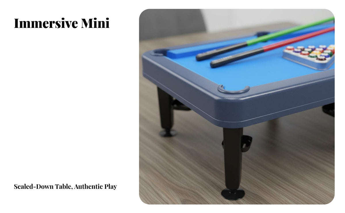 Family Fun Mini Pool Table Parent-Child Interaction Small Billiard Table Space-Saving Kids Billiard Set Safe Round Corners for Children, Parents, Indoor, Playroom, Living Room, Game Night