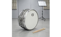 Chrome-Colored Hardware stripedPattern Snare Drum White Drumhead 14-Inch Snare Drum Natural Stick Attack Percussion Instrument Enhanced Reverberation