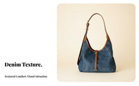 Korean Design Large Capacity Denim Tote Versatile Design Denim Shoulder Bag Lightweight for Commuters, Students, Commuting, Daily Use
