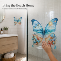 Waterproof Beach Butterfly Self-Adhesive Wall Decal for Windows, Glass, Bathroom, Toilet Decoration
