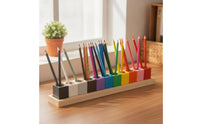 Multi-Color Wooden Pen Holder with Cups Colorful Desktop Pencil Cup Organizer Upright Pencil Holder Organizer Versatile for Teachers, Kids, Study Desk, Classroom, Art Station