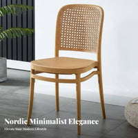 Easy to Clean Nordic Design Woven Chair Long-Lasting Stackable Backrest Chair All-Weather Outdoor Furniture Lightweight for Cafe Owners, Homeowners, Renters, Balcony, Garden, Dining Room, Backyard