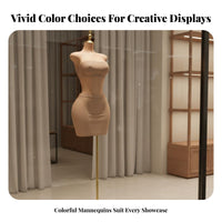 Velvet Finish Female Torso Mannequin Lightweight Half Body Dress Form Easy Assembly Clothing Display Body Form Multiple Base Options for Boutique Owners, Fashion Designers, Online Sellers, Showroom, Studio, Home