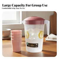 5 Pieces 2000ml Cold Water Kettle Set Large Capacity Water Jug Set Measurement Markings Lidded Drink Pitcher with Cups for Homeowners, Kitchen