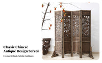 Chinese Design Folding Screen Foldable Hollow-out Folding Screen Portable Antique Wooden Partition for Homeowners, Bedroom, Tea House