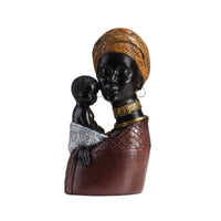 Tabletop African Mother and Child Statue Freestanding Mother Holding Child Statue Sturdy Resin Female Bust Long-Lasting for Living Room, Entryway