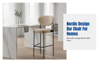 Designer Bar Stool, Nordic Design High Chair, Soft Padded Seat, Metal Legs, Modern Home Kitchen Counter Chair