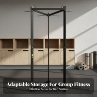 Large Capacity 3-Sided Exercise Mat Hanger Space-Saving Freestanding Exercise Mat Storage Rack Long-Lasting Construction Easy Assembly for Gym Owners, Fitness Center