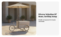Street Vending Cart Large Countertop Beverage Bike Cart Sturdy Metal Frame Portable Flower Display Stand for Entrepreneurs, Scenic Areas, Outdoors