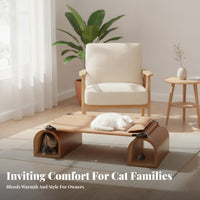 Soft Toy Ball Wooden Cat Hammock Arched Wooden Pet Bed Padded Pillow