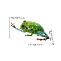 Turquoise-Green Legs Metal Frog Figurine Glossy Metal Desktop Figurine Reflective Surface Display Piece Long-Lasting for Garden