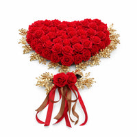 Ribbon Streamers Wedding Car Flower Bouquet Gold Accent Wedding Car Decoration Bow Style Heart Floral Arrangement for Celebration