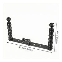 Two-handleHandle Camera Bracket Textured Grips Underwater Camera Bracket Aluminum Alloy Dual Handle Stabilizer