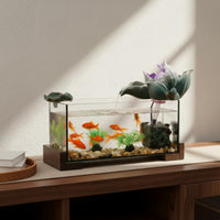 Housewarming Gift Chinese Design Rockery Aquatic Pet Aquarium Relaxing Sound Feng Shui Water Feature Aquarium Soothing Atmosphere Tabletop Fountain Aquatic Pet Aquarium Easy Maintenance for Living Room, Office