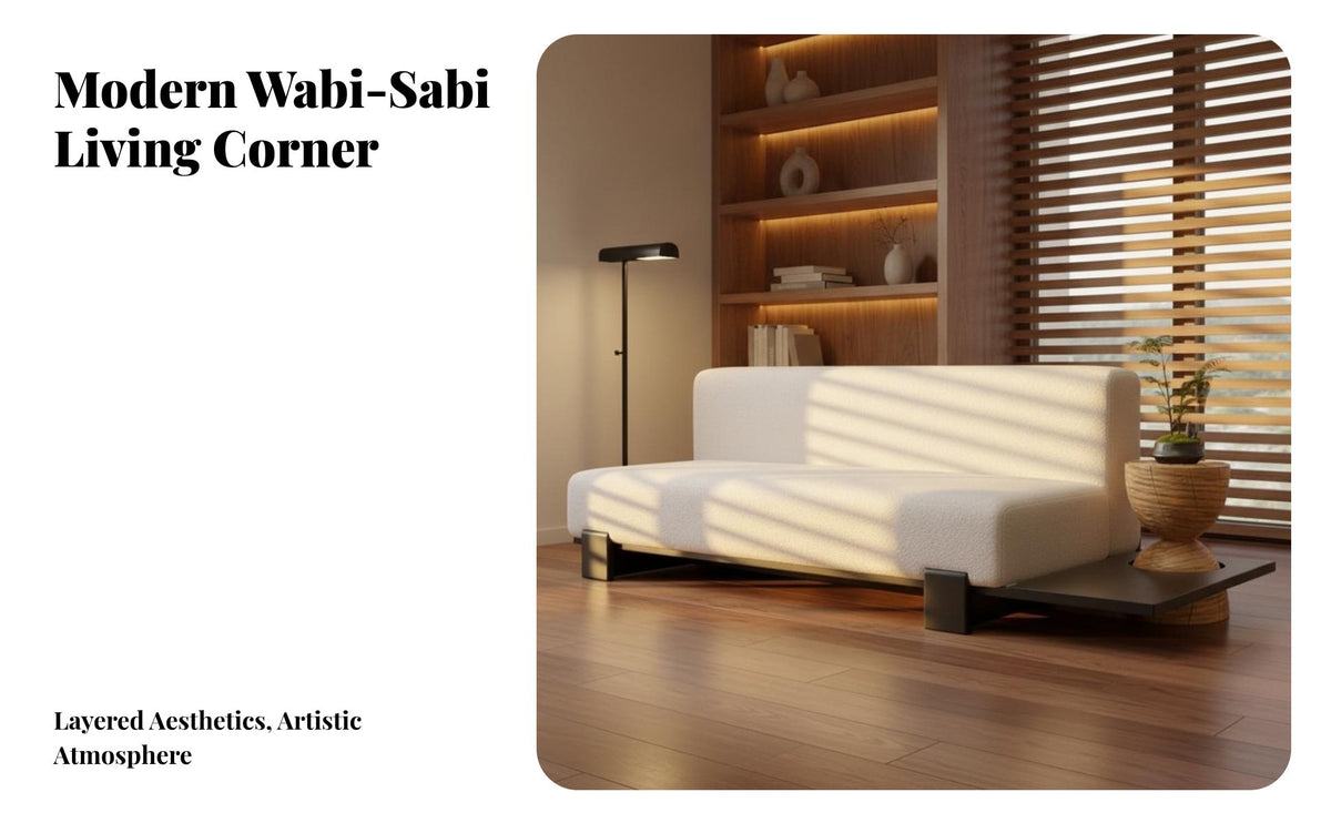 Wabi-Sabi Aesthetic Curved Boucle Sofa Nordic design Couch Minimalist Design Living Room Seating comfortable for Apartment Dwellers, Homeowners, Families, Lounge Area, Bedroom, Home Office