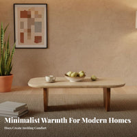 Rectangular Travertine Coffee Table Wabi-Sabi Design Home Furniture Natural Stone Top sturdy Wood Legs for Interior Designers