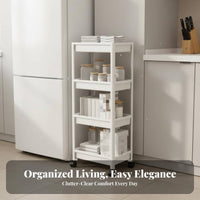 Rolling Storage Cart Movable Mobile Shelving Unit Slim Rolling Storage Cart Space Saving Multi-Tier Utility Trolley for Bathroom