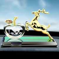 Long-Lasting Fragrance Golden Deer Car Ornament Elegant Design Rhinest Single Deer Figurine for Gift Givers, Center Console, Office Desk