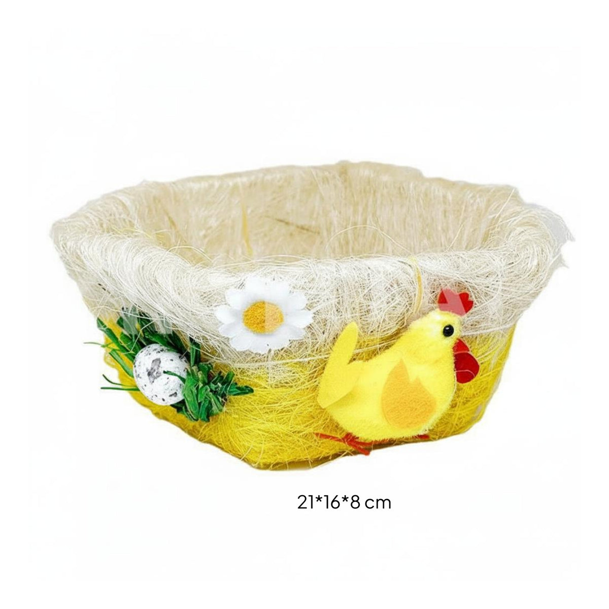 Easter Chick Basket Handmade Sisal Fiber Easter Basket Glitter Finish