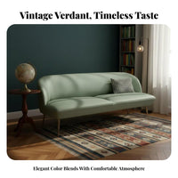 Vintage Design olive Retro Settee space-saving Size Upholstered 2-Seater Oil Wax Finish Loveseat Minimalist design for Apartment Dwellers, Boutique Owners, Students
