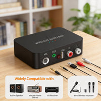 Mic Input Wireless Audio Receiver Low Latency Bluetooth Audio Receiver Automatic Reconnection Stereo Sound Converter Long Range for Karaoke
