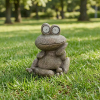 Solar Frog Ornament Seated Design Solar Frog Statue Outdoor Decor for Living Room