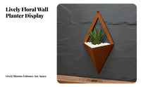 Rustic Metal Wall Planter Modern Design Rhombus Shaped Wall Pot Easy to Install