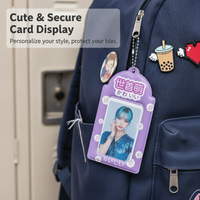 Cute Kpop Idol Photocard Holder Keychain for 3-inch Photos and ID Cards
