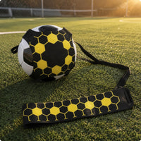 Soft Cover Soccer Ball Coach Geometric Pattern Strap Ball Coach Black and Yellow Sports Gear for Practice