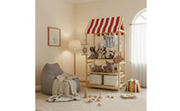 Solid Wood Wooden Book and Toy Display Child-Friendly Design Pretend Play Market Stand Encourages Tidying Market Stall Toy Shelf Develops Creativity for Toddlers, Playroom, Nursery