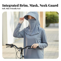 Full Face Sun Cover Breathable Protection Hood Cover Full Face Cover Sun Hat Triple-Function Cooling Balaclava with Brim Skin