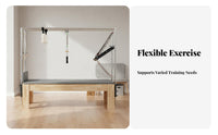 Pilates Reformer Bed Solid Wood Frame Pilates Overhead Workstation Table Full Body Workout Overhead Workstation Reformer Table for Postpartum Women