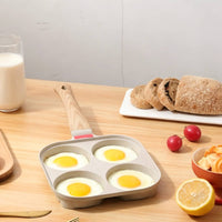 Lid 4-Hole Omelet Pan Easy to Clean 4-Hole Omelette Pan Even Heat Distribution Nonstick Egg Skillet Quick Heating