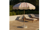 Waterproof Fringe Patio Umbrella Water Resistant Center Pole Fringe Umbrella 50+ Protection Wooden Pole Sunshade Portable Design for Poolside