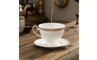 Vintage Cup and Saucer Set Embossed Ceramic Cup with Saucer Elegant Refined for Hosts
